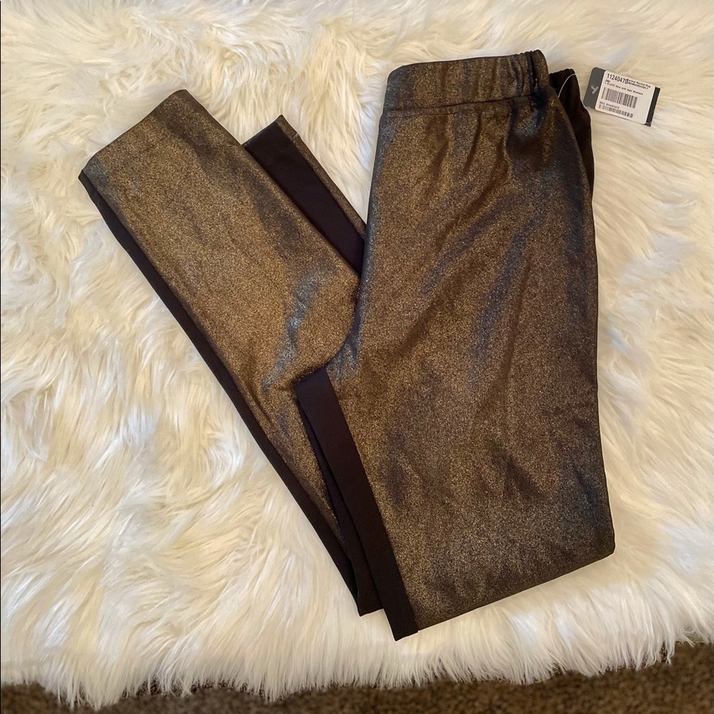 NWT (L) RACHEL Rachel Roy authentic JAKE gold metallic black skinny leggings